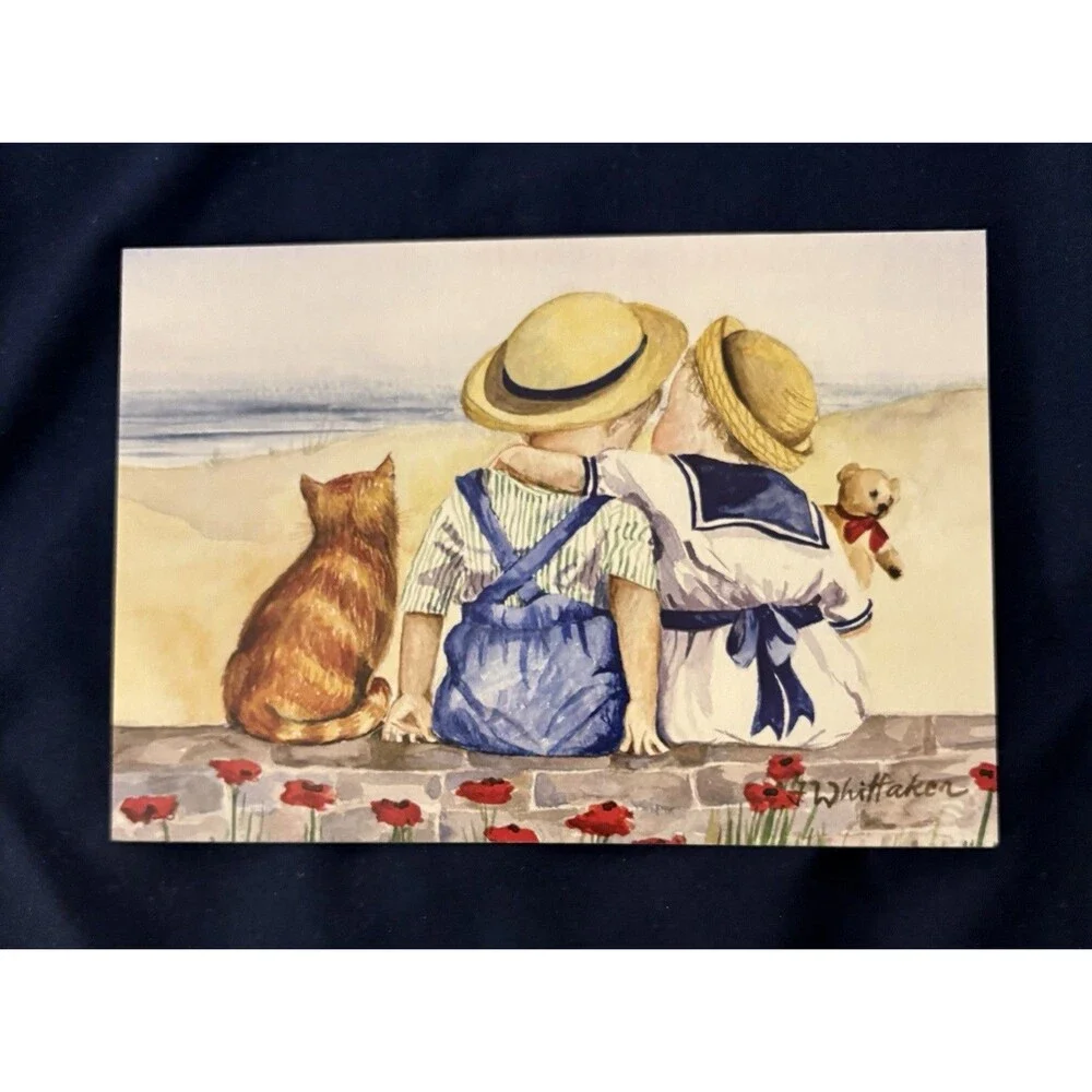 Friendship Card with White Envelope | Kids & Cat design by AHAF